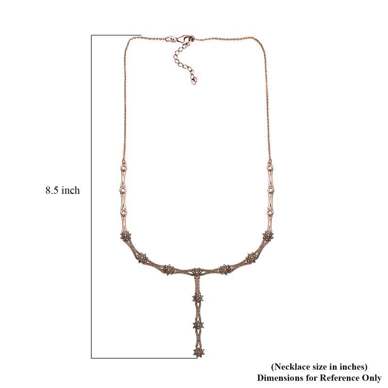 D'Joy Natural Champagne Diamond 2.40 ctw Necklace in 18K Vermeil Rose Gold Over Sterling Silver 18 Inches