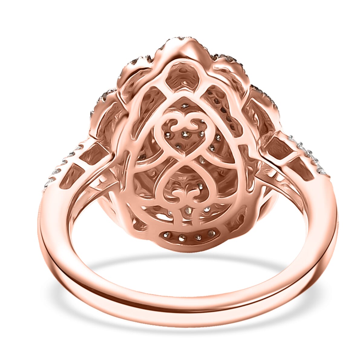 D'Joy Natural Champagne and White Diamond 1.00 ctw Twilight Radiance Ring in 18K Vermeil Rose Gold Over Sterling Silver (Size 8.0) image number 4