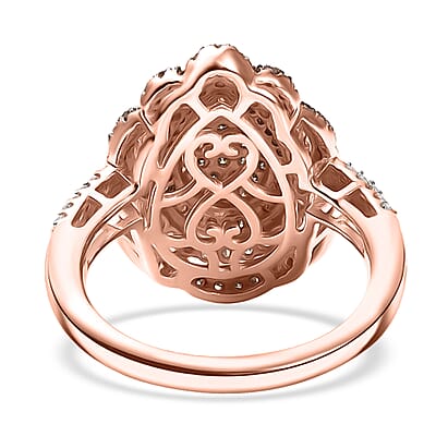 D'Joy Natural Champagne and White Diamond 1.00 ctw Twilight Radiance Ring in 18K Vermeil Rose Gold Over Sterling Silver (Size 9.0)