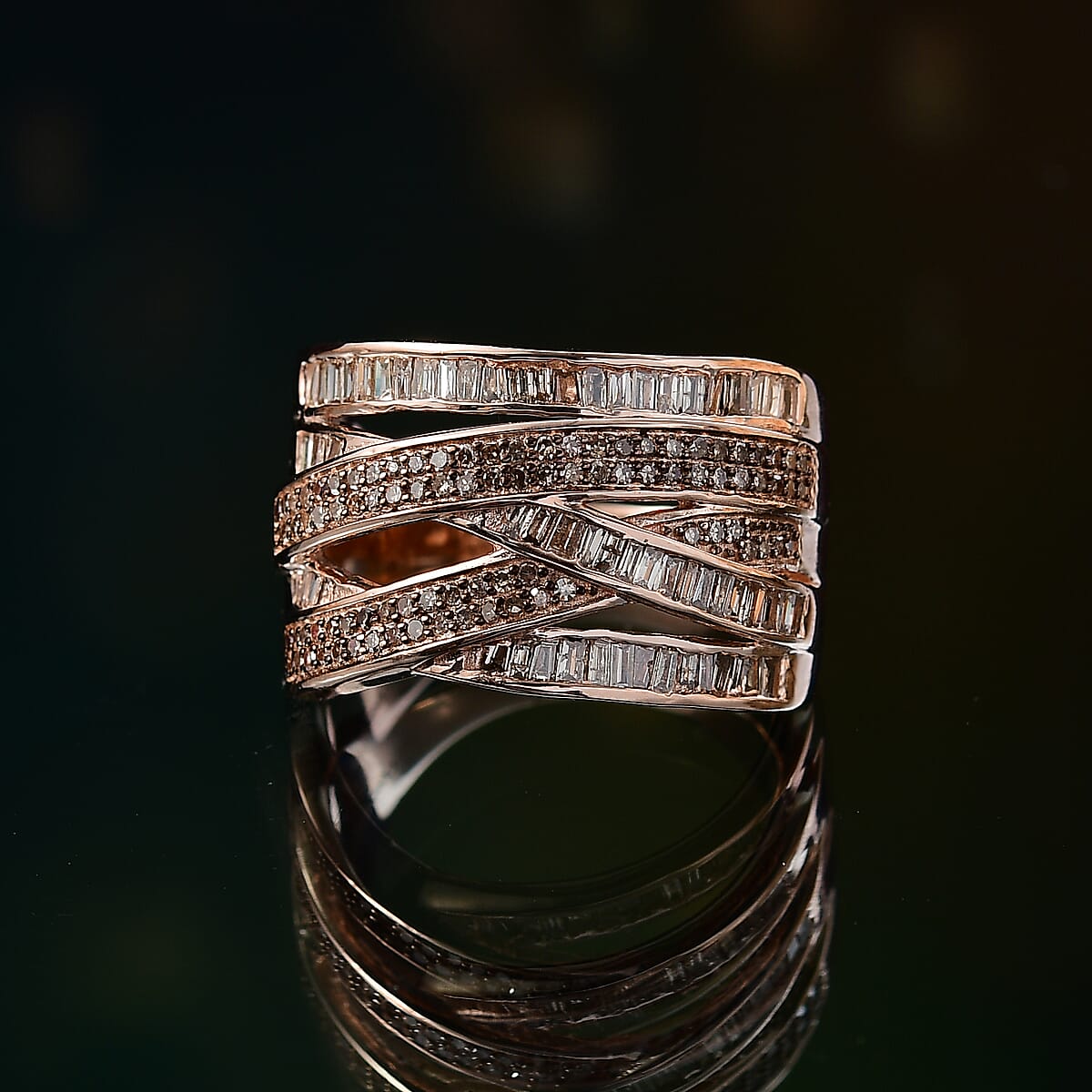 D'Joy Natural Champagne Diamond 0.90 ctw Ring in 18K Vermeil Rose Gold Over Sterling Silver (Size 6.0)  image number 1