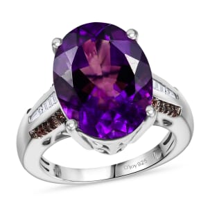 D'Joy Premium Moroccan Amethyst and Multi Gemstone 8.90 ctw Royal Twilight Ring in Rhodium Over Sterling Silver (Size 10.0)