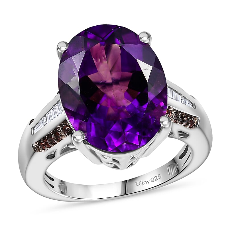D'Joy Premium Moroccan Amethyst and Multi Gemstone 8.90 ctw Royal Twilight Ring in Rhodium Over Sterling Silver (Size 10.0)