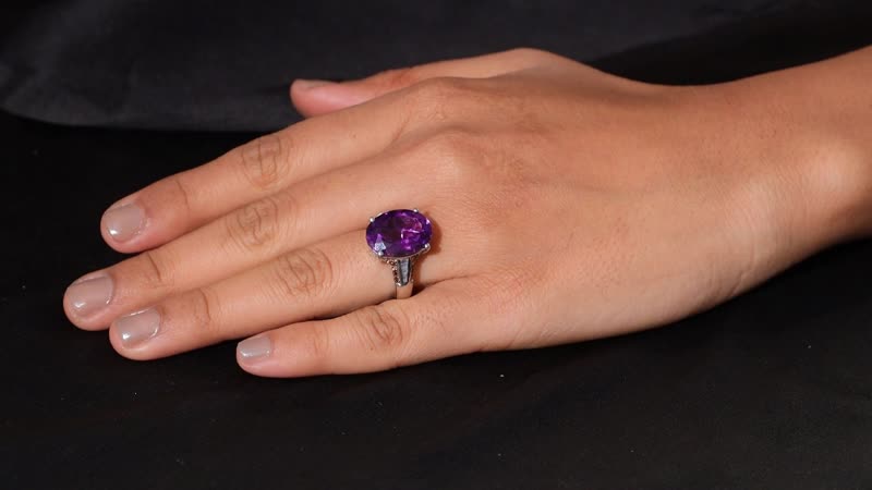 D'Joy Premium Moroccan Amethyst and Multi Gemstone 8.90 ctw Royal Twilight Ring in Rhodium Over Sterling Silver (Size 10.0)