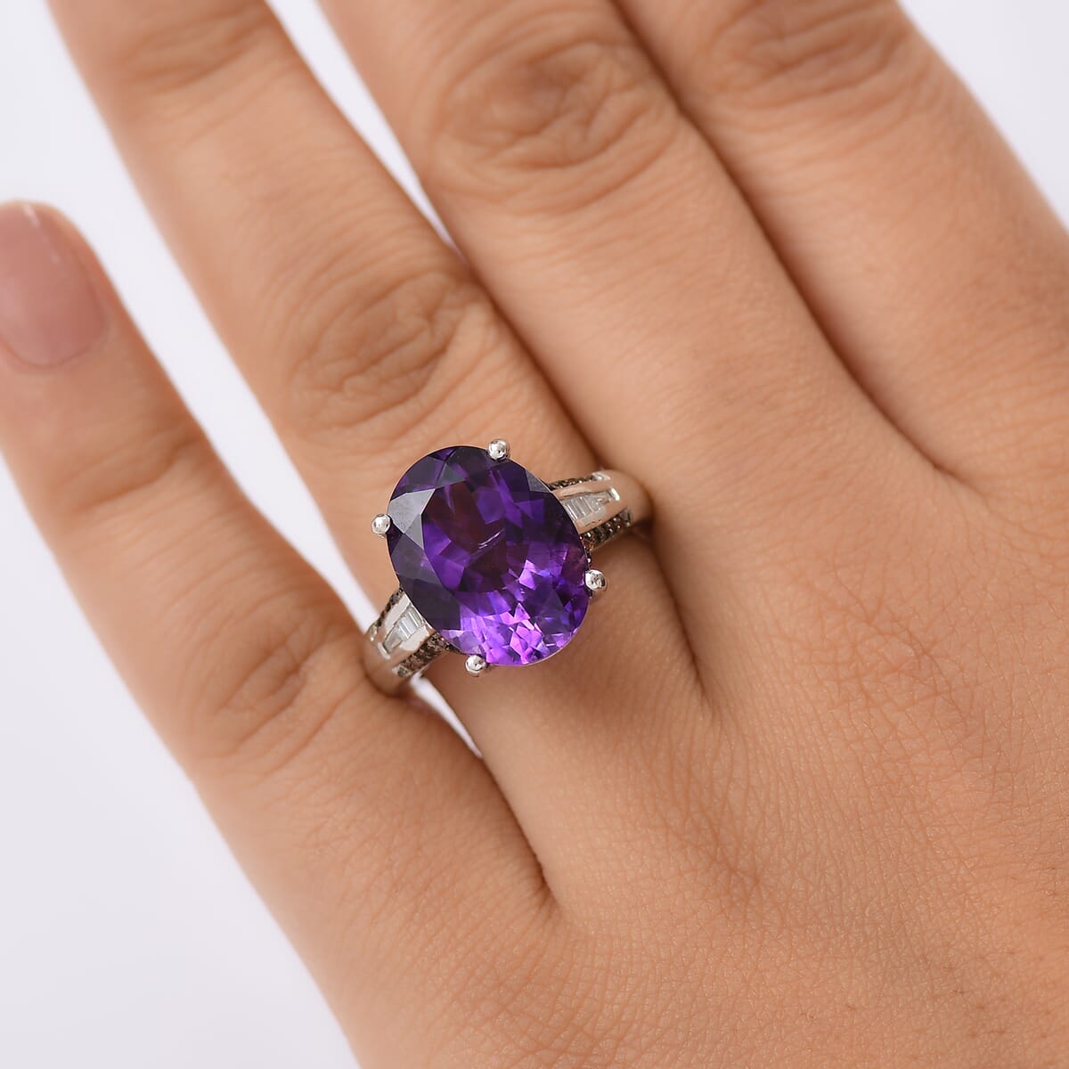 D'Joy Premium Moroccan Amethyst and Multi Gemstone 8.90 ctw Royal Twilight Ring in Rhodium Over Sterling Silver (Size 10.0) image number 2
