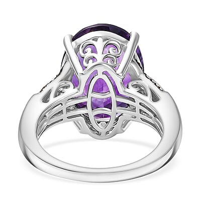 D'Joy Premium Moroccan Amethyst and Multi Gemstone 8.90 ctw Royal Twilight Ring in Rhodium Over Sterling Silver (Size 10.0)