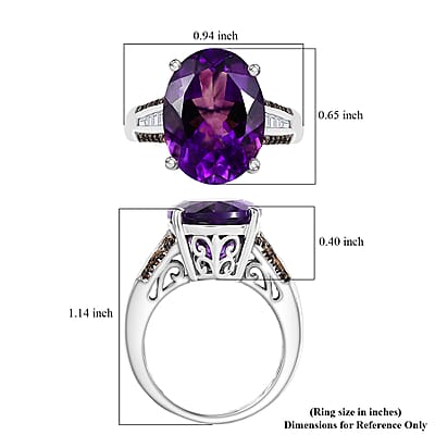 D'Joy Premium Moroccan Amethyst and Multi Gemstone 8.90 ctw Royal Twilight Ring in Rhodium Over Sterling Silver (Size 10.0)