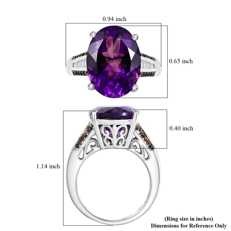D'Joy Premium Moroccan Amethyst and Multi Gemstone 8.90 ctw Royal Twilight Ring in Rhodium Over Sterling Silver (Size 10.0)