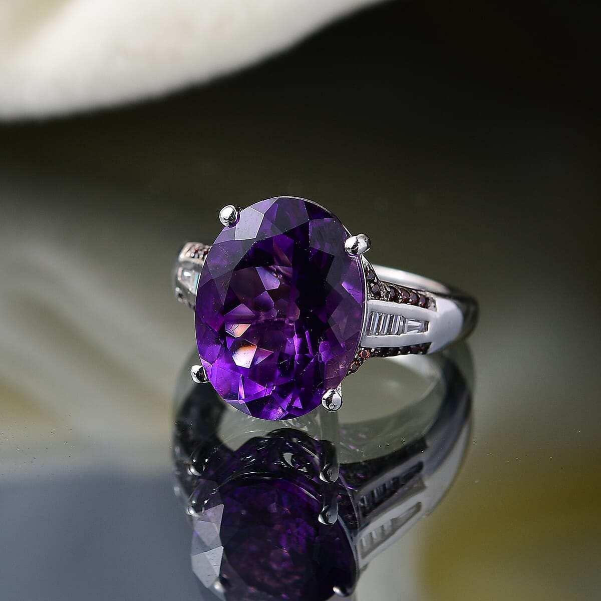 D'Joy Premium Moroccan Amethyst and Multi Gemstone 8.90 ctw Royal Twilight Ring in Rhodium Over Sterling Silver (Size 6.0) image number 1