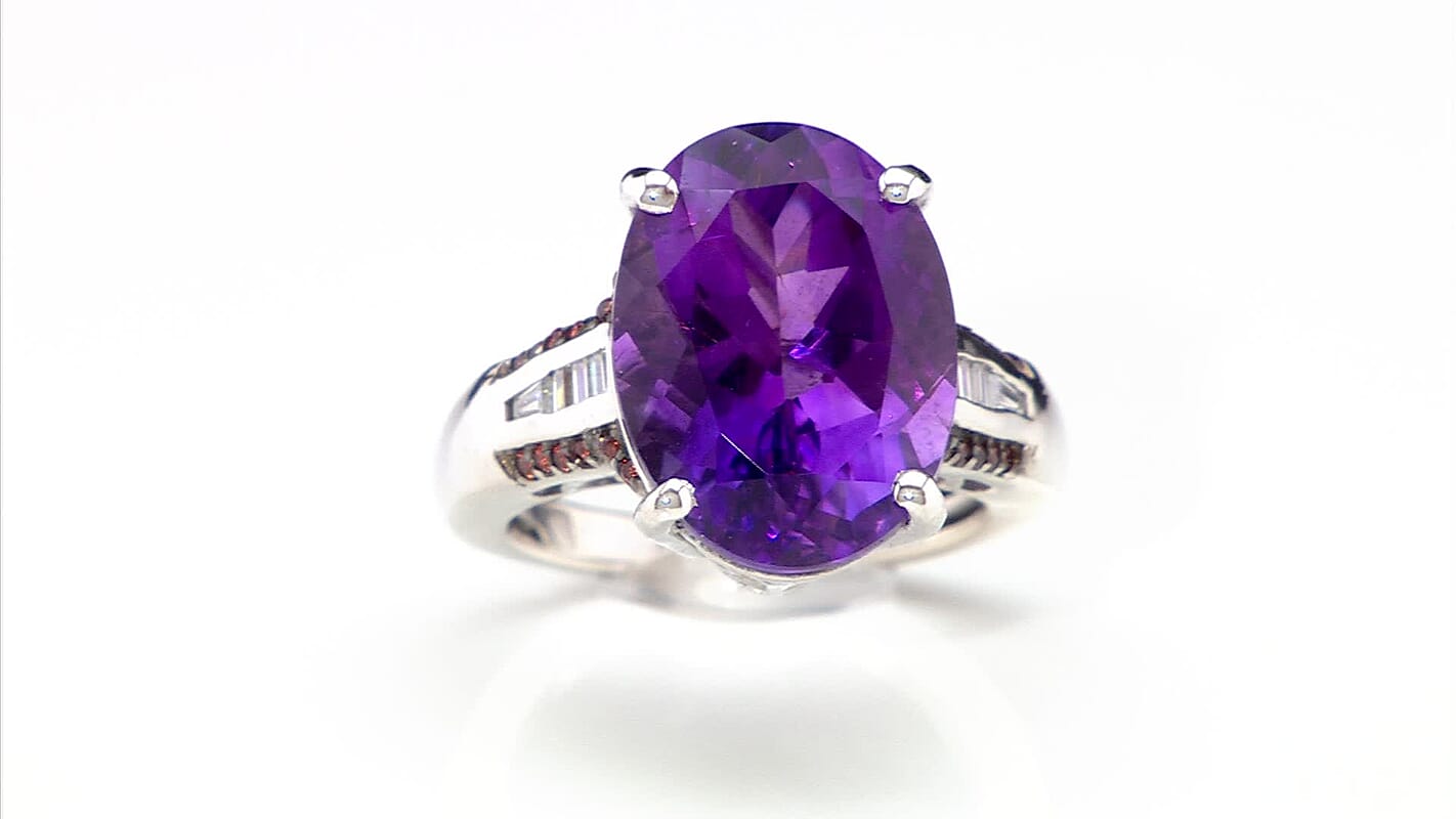D'Joy Premium Moroccan Amethyst and Multi Gemstone 8.90 ctw Royal Twilight Ring in Rhodium Over Sterling Silver (Size 10.0)