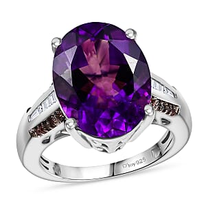 D'Joy Premium Moroccan Amethyst and Multi Gemstone 8.90 ctw Royal Twilight Ring in Rhodium Over Sterling Silver (Size 7.0)