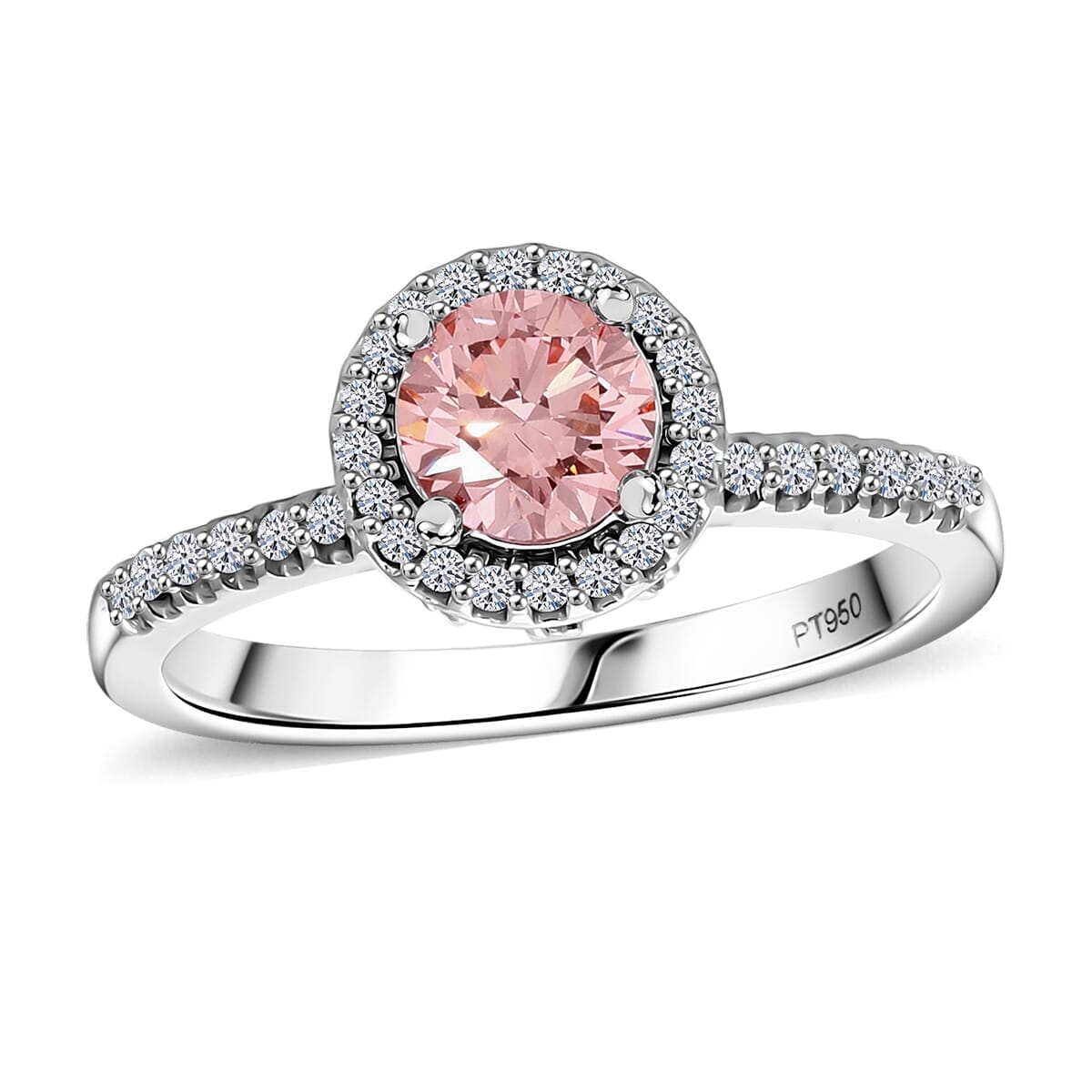 Luxuriant Lab Grown Pink and White Diamond VS 1.00 ctw Regal Bloom Ring in 950 Platinum (Size 6.0)  image number 0