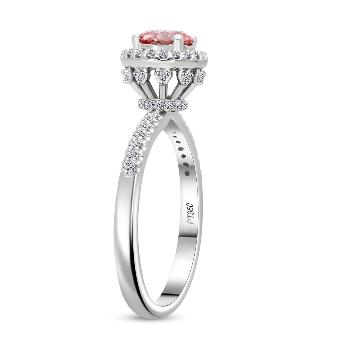 Luxuriant Lab Grown Pink and White Diamond VS 1.00 ctw Regal Bloom Ring in 950 Platinum (Size 6.0)  image number 2