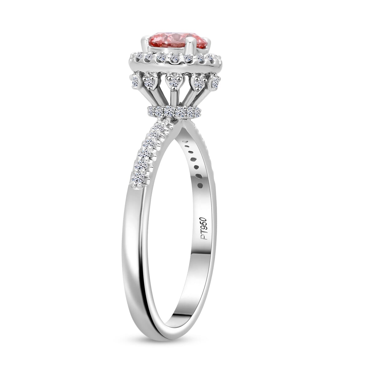 Luxuriant Lab Grown Pink Diamond (IR) (VS) and Lab Grown Diamond 1.00 ctw Regal Bloom Ring in 950 Platinum (Size 7.0)  image number 2
