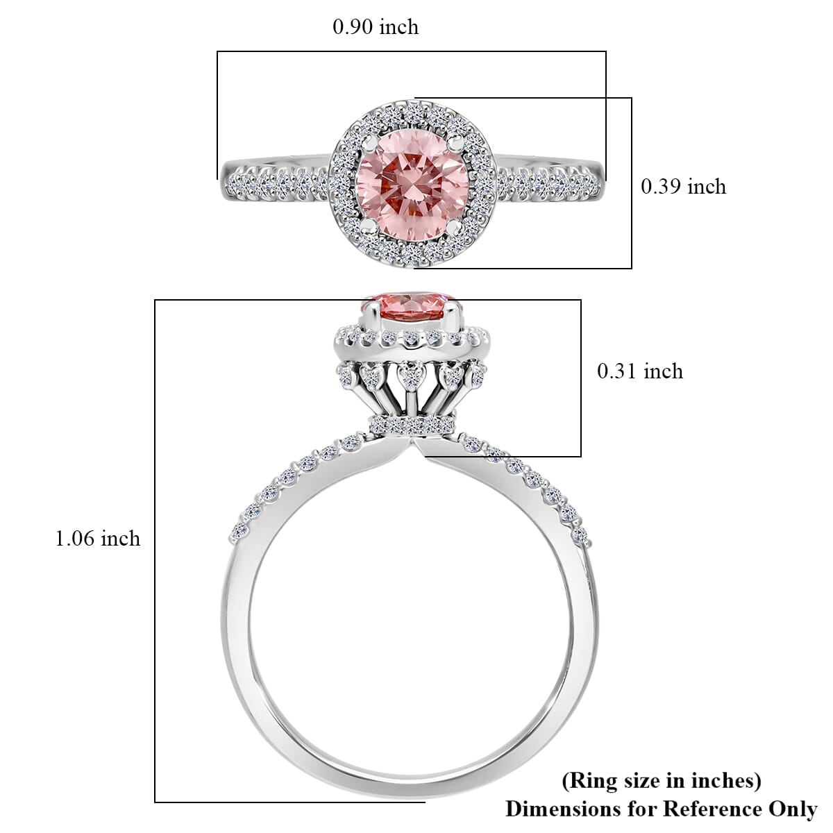 Luxuriant Lab Grown Pink Diamond (IR) (VS) and Lab Grown Diamond 1.00 ctw Regal Bloom Ring in 950 Platinum (Size 8.0)  image number 4
