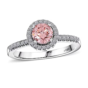 Luxuriant Lab Grown Pink and White Diamond VS 1.00 ctw Regal Bloom Ring in 950 Platinum (Size 9.0) 