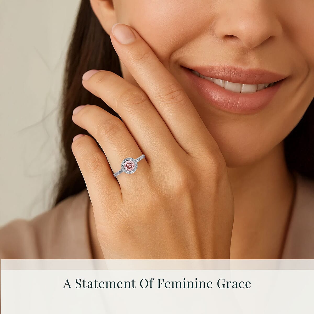 Luxuriant Lab Grown Pink and White Diamond VS 1.00 ctw Regal Bloom Ring in 950 Platinum (Size 9.0)  image number 1