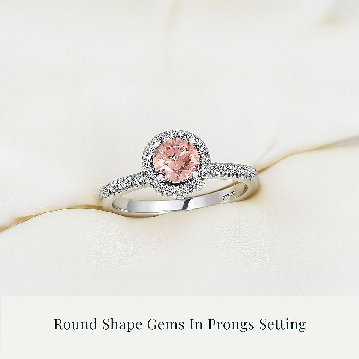 Luxuriant Lab Grown Pink and White Diamond VS 1.00 ctw Regal Bloom Ring in 950 Platinum (Size 9.0)  image number 4