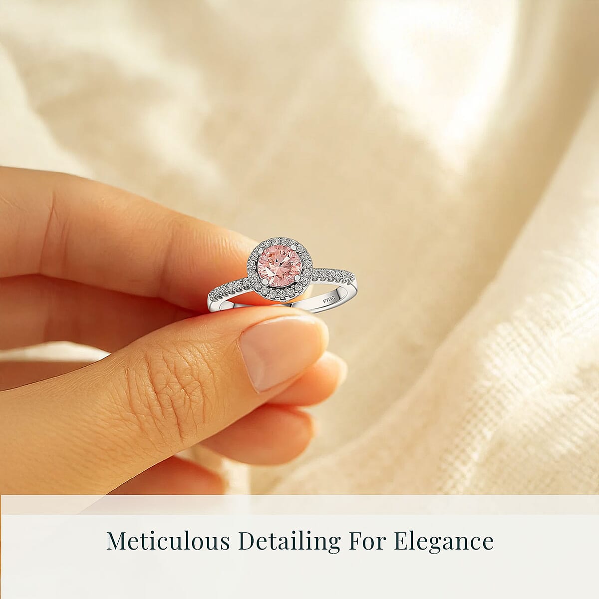 Luxuriant Lab Grown Pink and White Diamond VS 1.00 ctw Regal Bloom Ring in 950 Platinum (Size 9.0)  image number 5