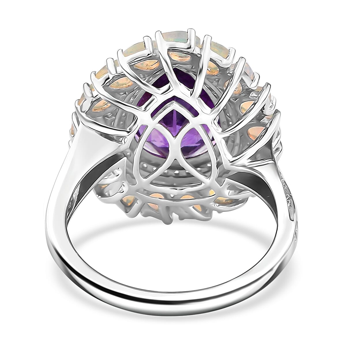 D'Joy Premium Moroccan Amethyst and Multi Gemstone 7.20 ctw Stardust Crown Ring in Rhodium Over Sterling Silver (Size 8.0) image number 4