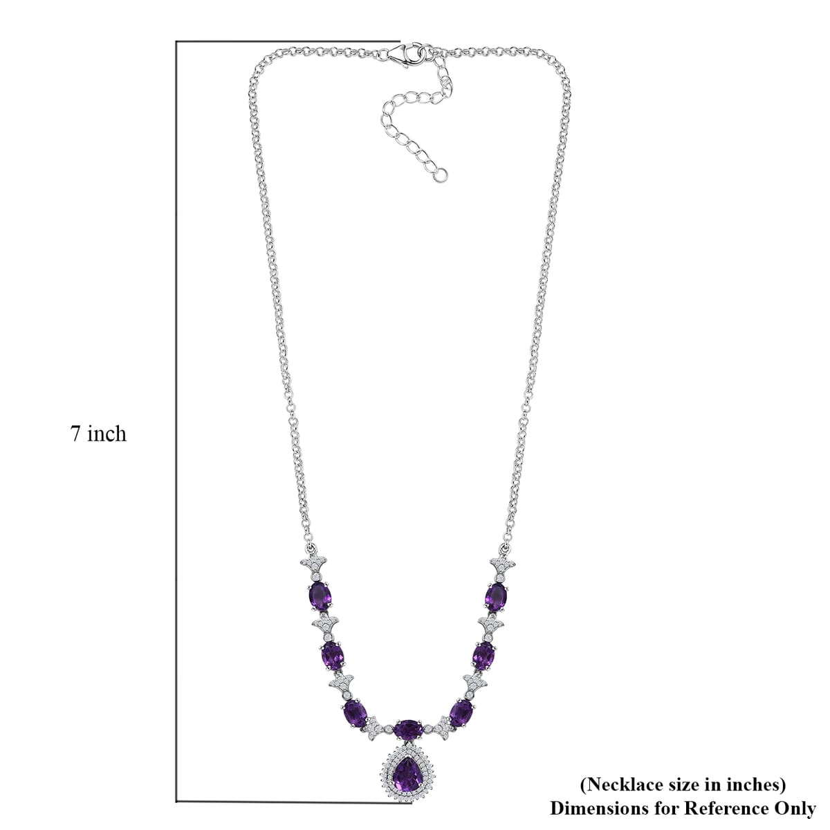 D'Joy Premium Moroccan Amethyst and White Zircon 8.00 ctw Regal Bloom Necklace in Rhodium Over Sterling Silver 18 Inches image number 5