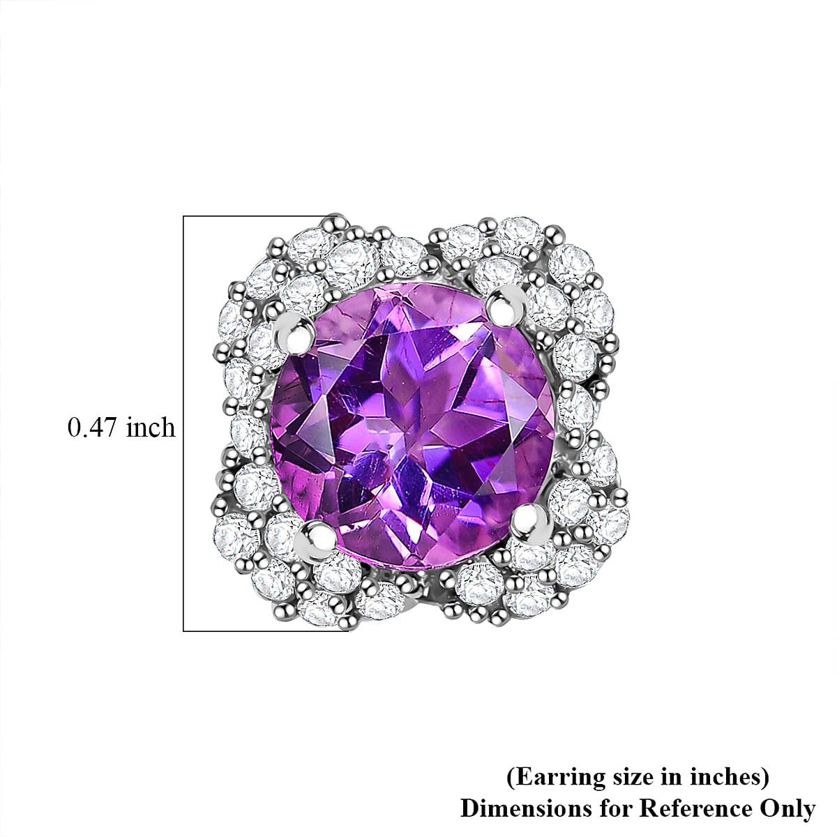 D'Joy Premium Moroccan Amethyst and White Zircon 3.30 ctw Bubble Bloom Earrings in Rhodium Over Sterling Silver