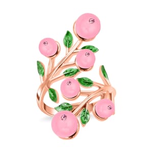 Galilea Rose Quartz 2.00 ctw and Pink Austrian Crystal Leafy Vine Ring in Rosetone (Size 6-9) 
