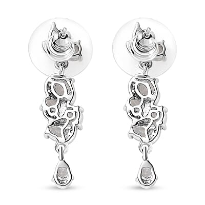Karis Moon Glow Moonstone and White Zircon 2.85 ctw Blooming Twilight Earrings in Platinum Bond