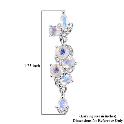 Karis Moon Glow Moonstone and White Zircon 2.85 ctw Blooming Twilight Earrings in Platinum Bond