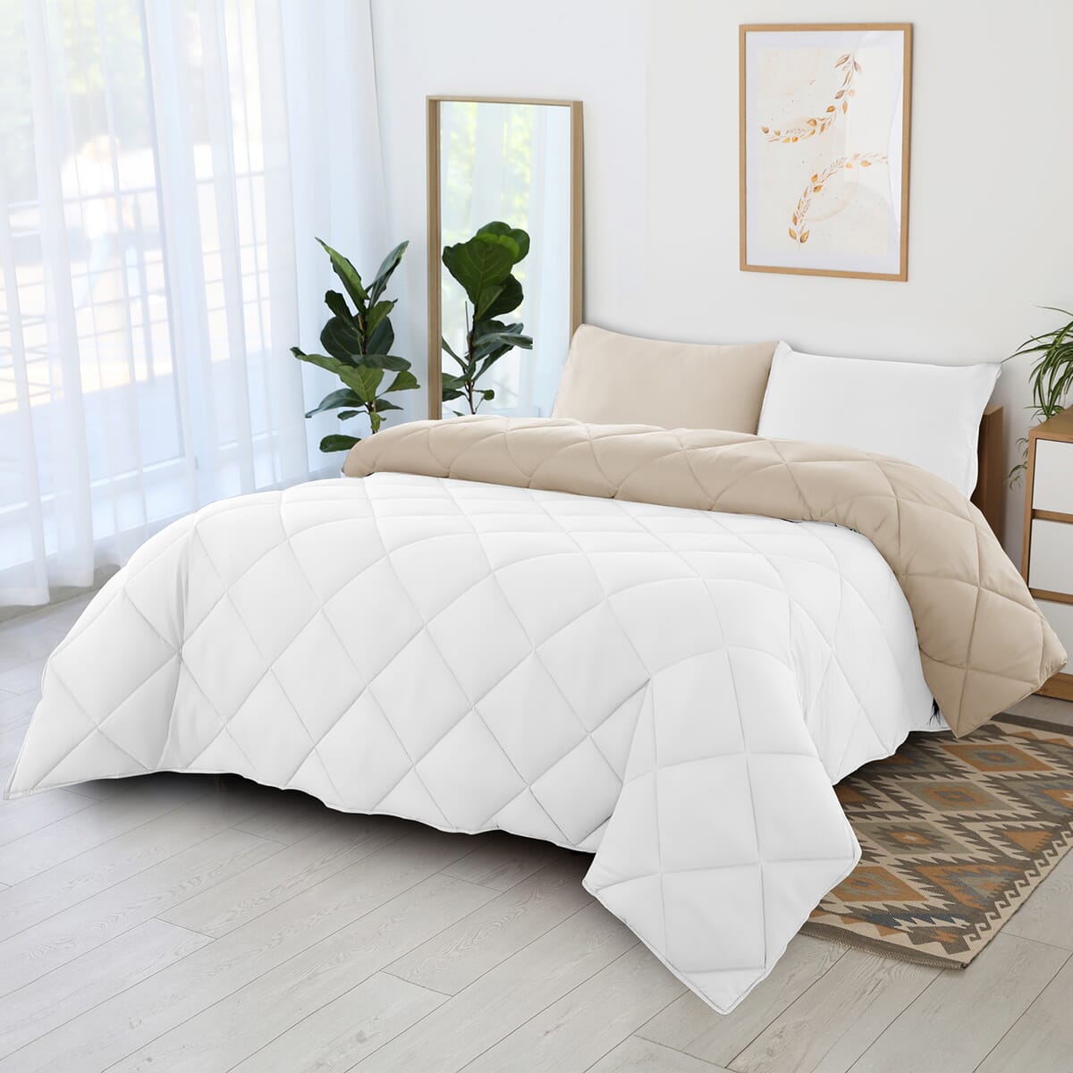 Lux Decor Collection 3pc White Reversible Comforter Set -Queen image number 0