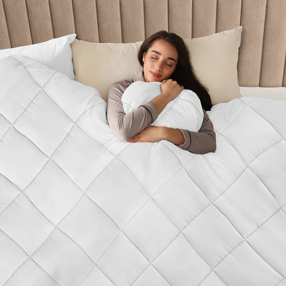 Lux Decor Collection 3pc White Reversible Comforter Set -Queen image number 2