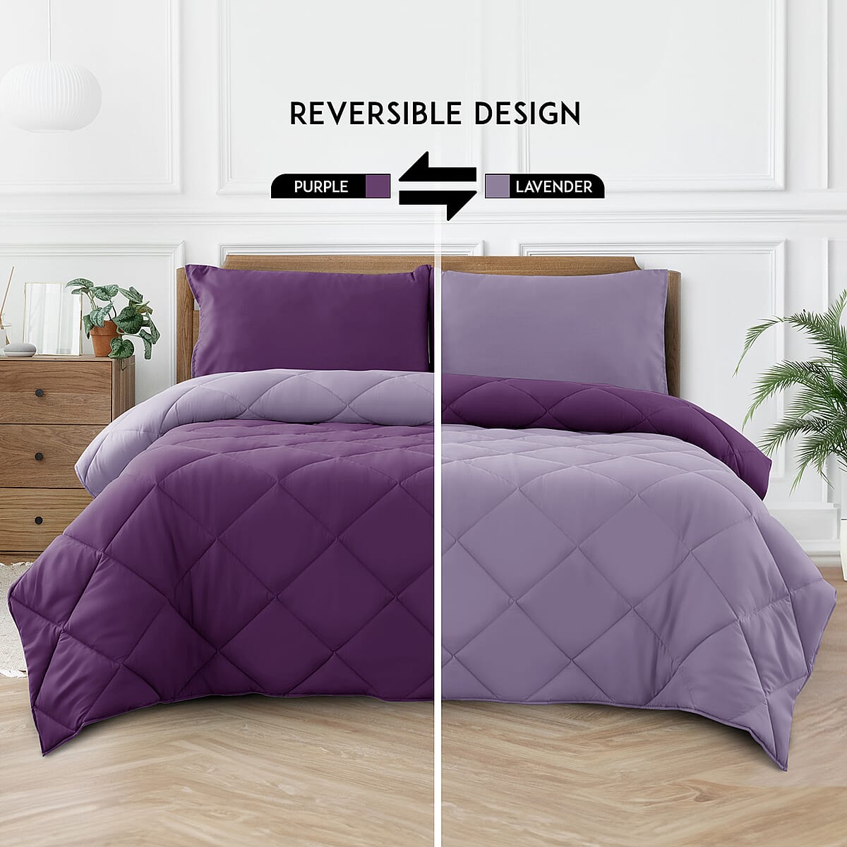 Lux Decor Collection 2pc Purple Reversible Comforter Set - Twin image number 1