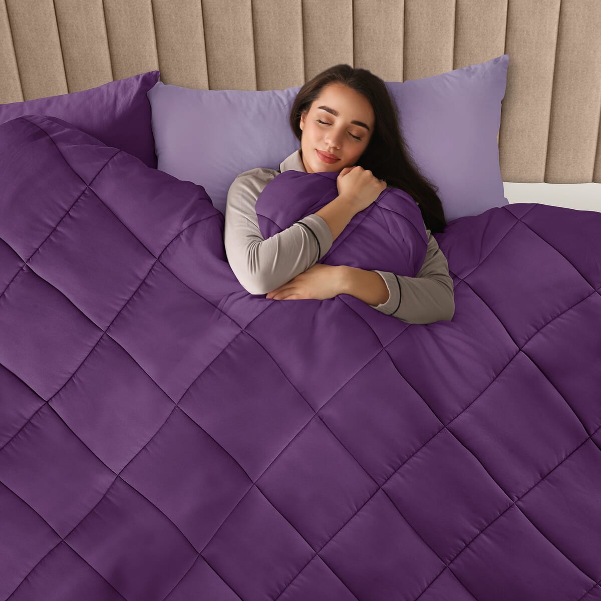 Lux Decor Collection 3pc Purple Reversible Comforter Set -King image number 2