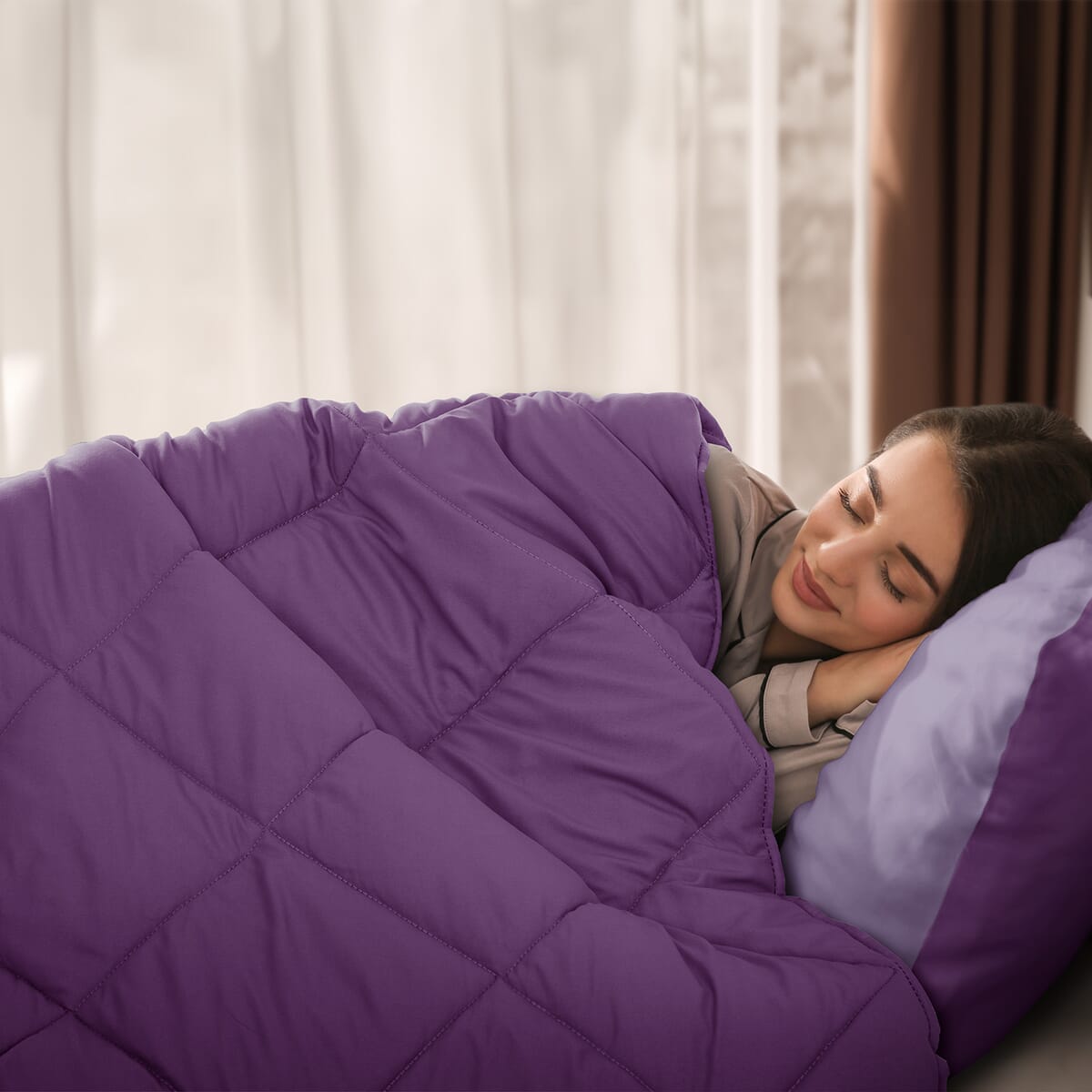 Lux Decor Collection 3pc Purple Reversible Comforter Set -King image number 3