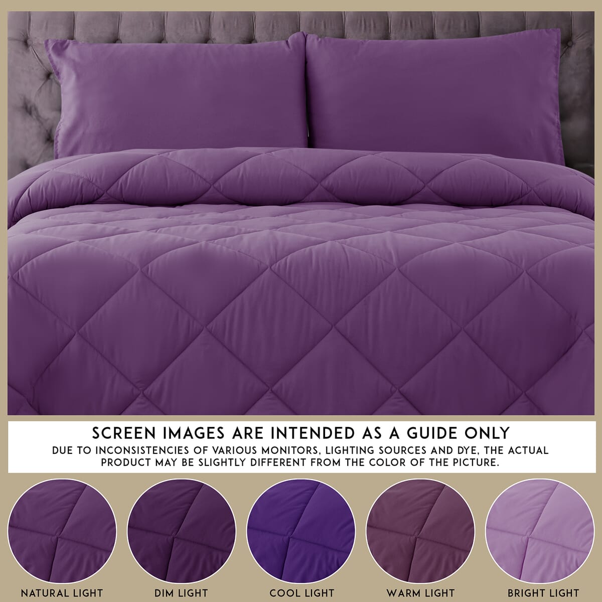 Lux Decor Collection 3pc Purple Reversible Comforter Set -King image number 9