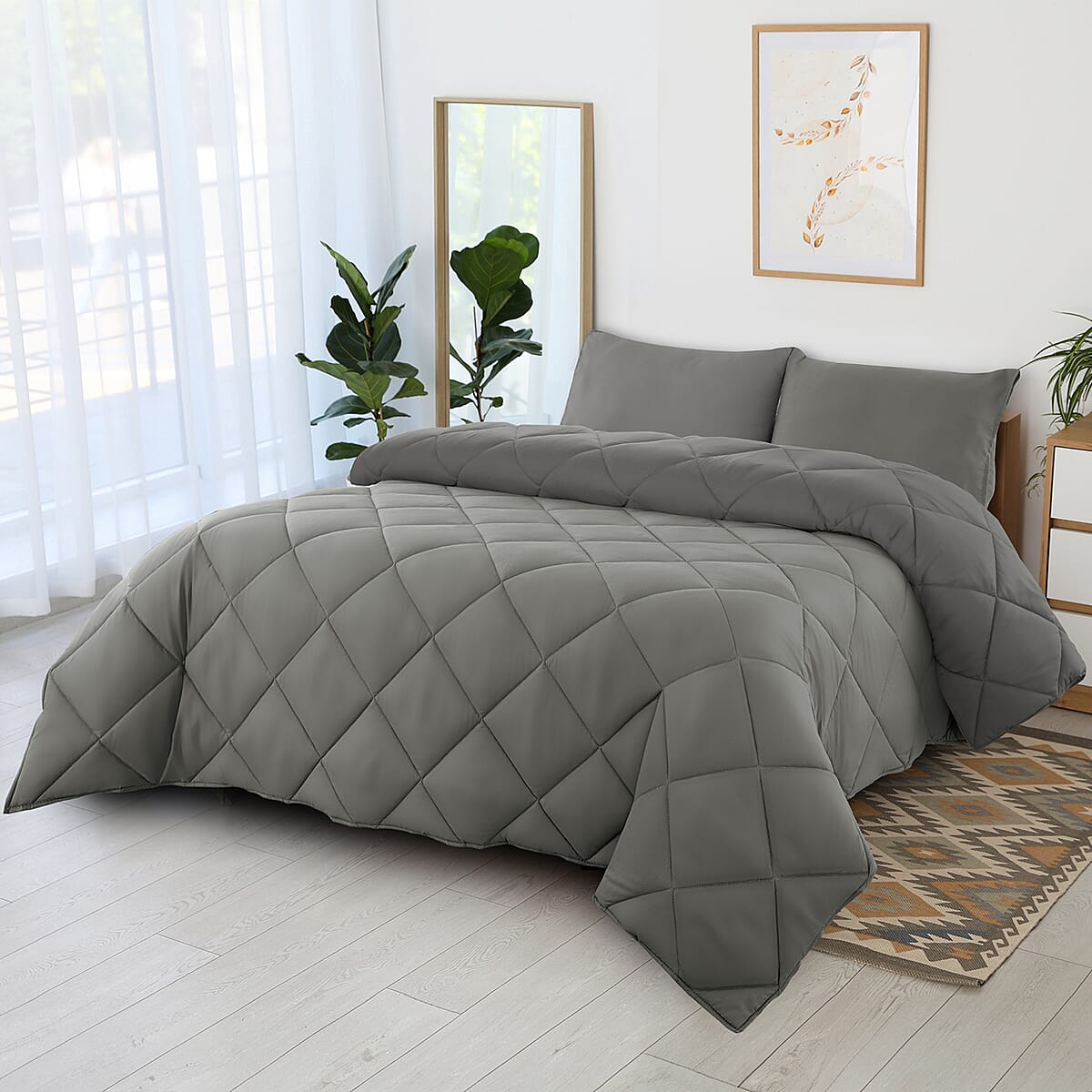 Lux Decor Collection 2pc Grey Reversible Comforter Set - Twin image number 0