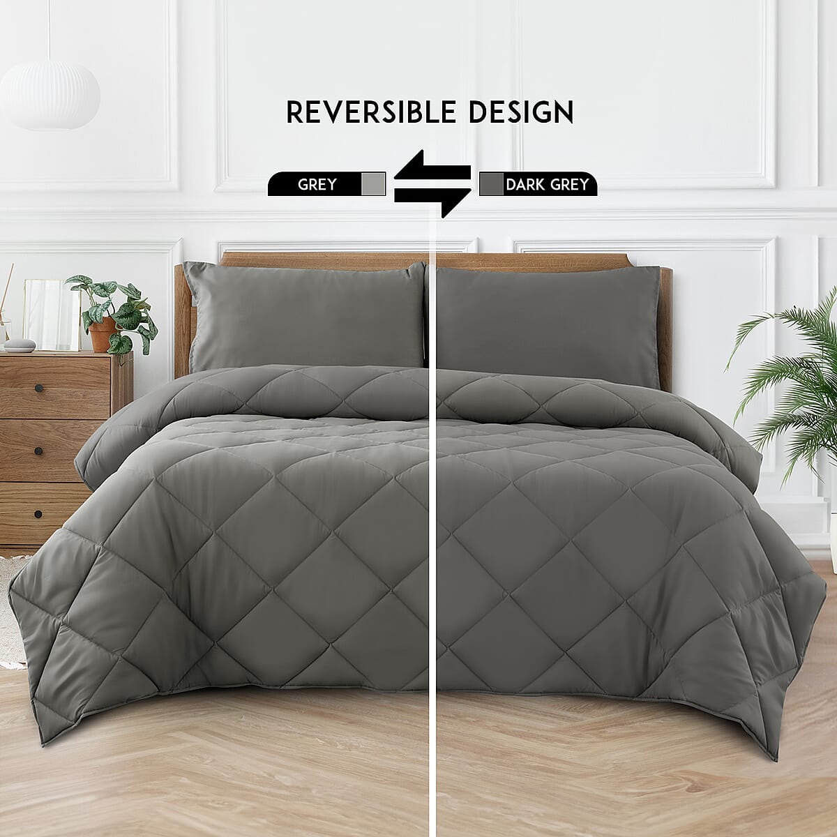 Lux Decor Collection 2pc Grey Reversible Comforter Set - Twin image number 1