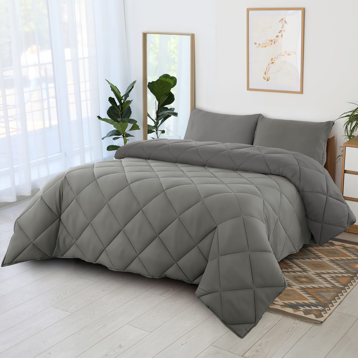 Lux Decor Collection 3pc Grey Reversible Comforter Set -King image number 0