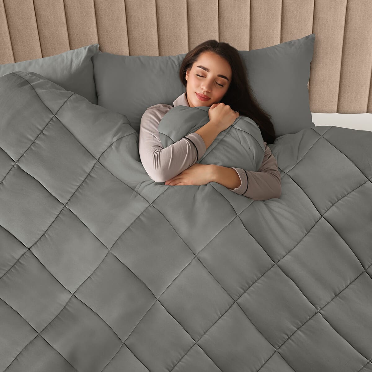 Lux Decor Collection 3pc Grey Reversible Comforter Set -King image number 2