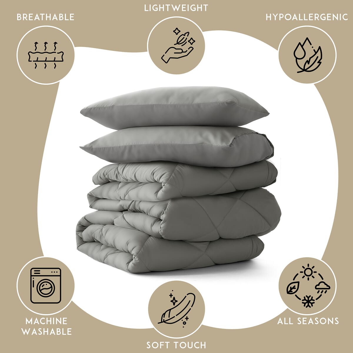 Lux Decor Collection 3pc Grey Reversible Comforter Set -King image number 7