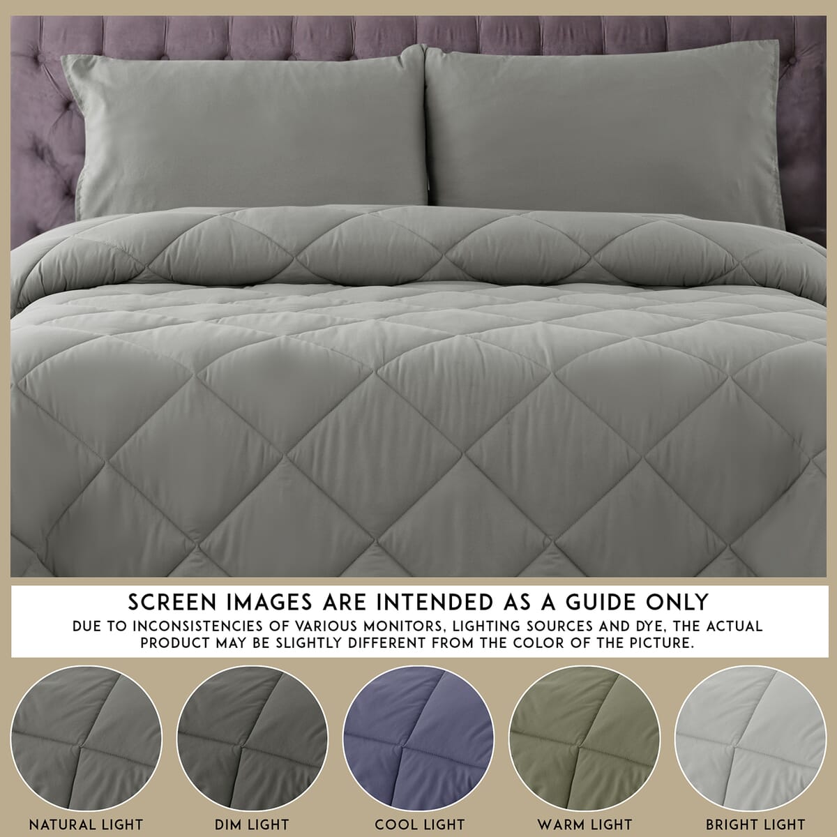 Lux Decor Collection 3pc Grey Reversible Comforter Set -King image number 9