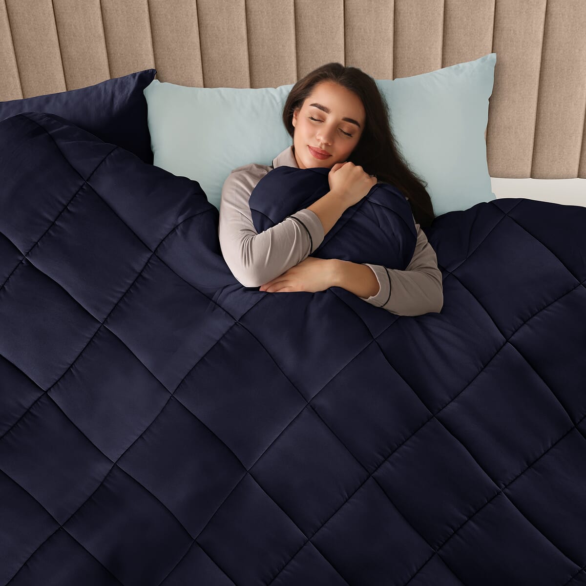 Lux Decor Collection 3pc Navy Reversible Comforter Set -King image number 2