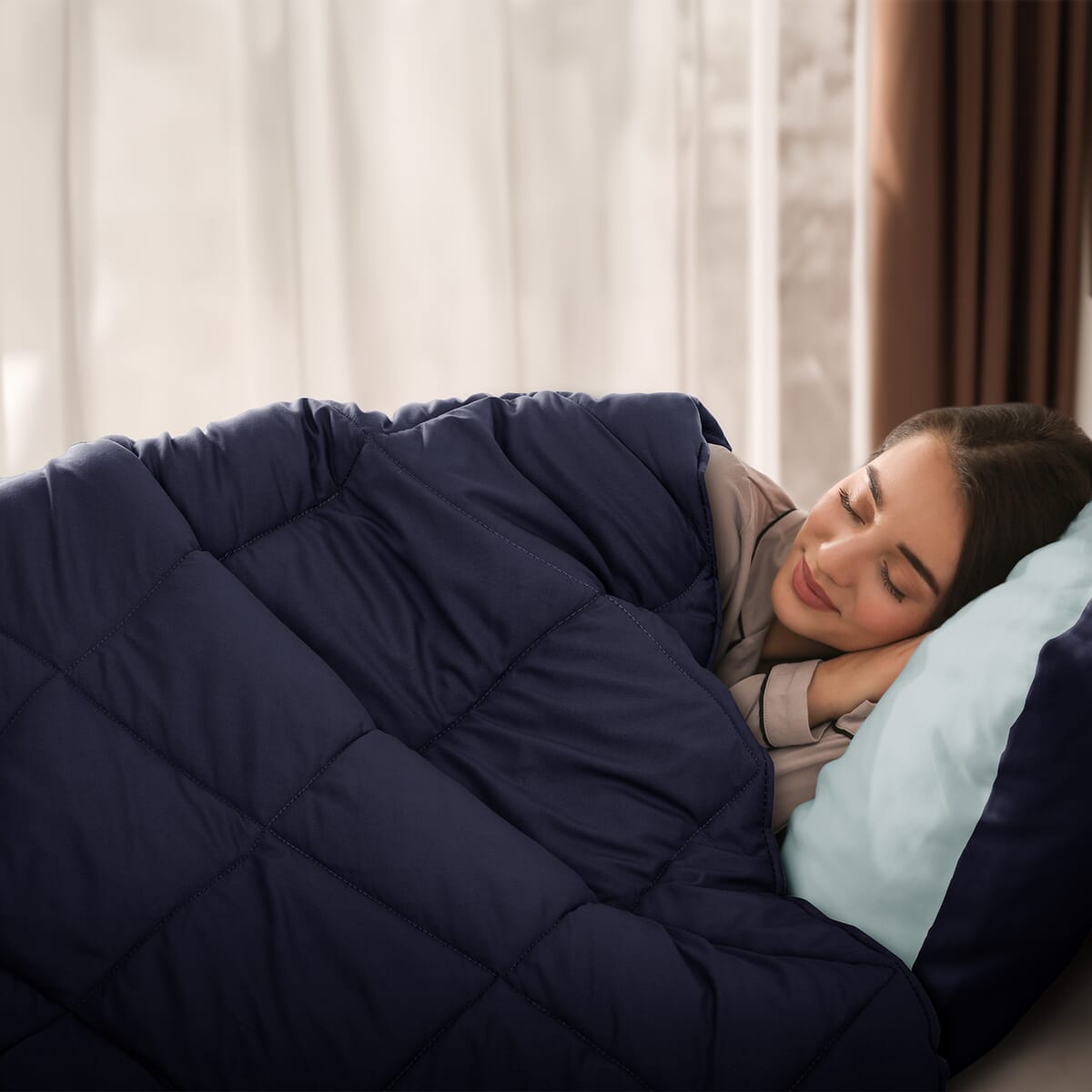 Lux Decor Collection 3pc Navy Reversible Comforter Set -King image number 3