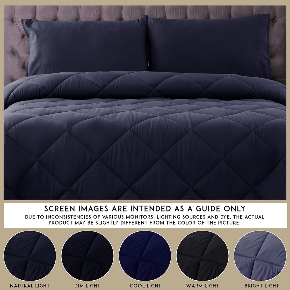 Lux Decor Collection 3pc Navy Reversible Comforter Set -King image number 9