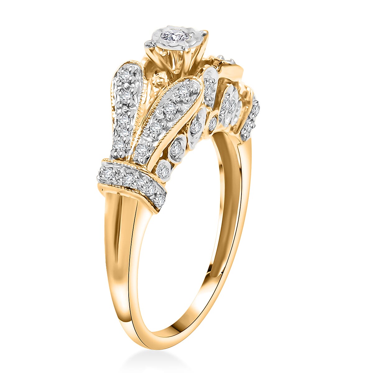 Diamond G-H I3 0.33 ctw Ring in 10K Yellow Gold (Size 7.0) image number 3