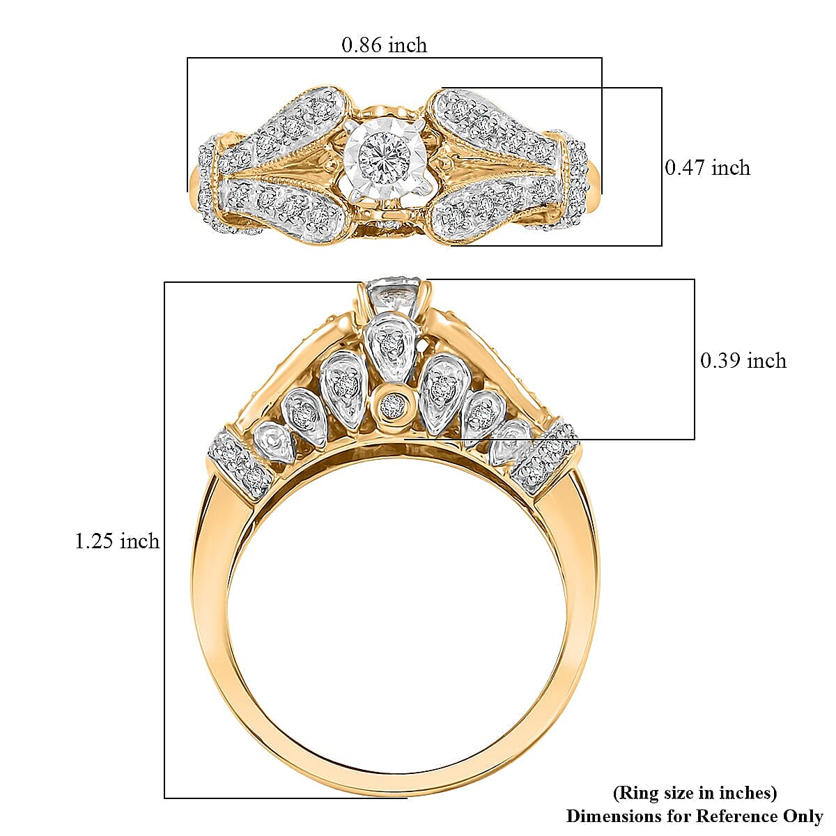 Diamond G-H I3 0.33 ctw Ring in 10K Yellow Gold (Size 7.0)