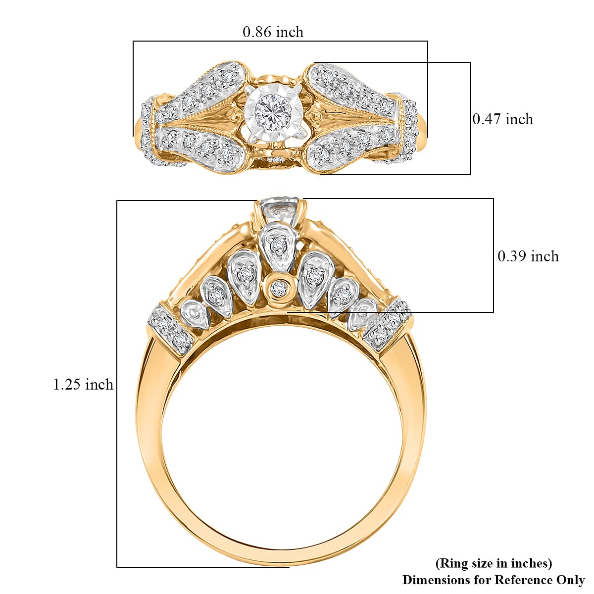 Diamond G-H I3 0.33 ctw Ring in 10K Yellow Gold (Size 7.0) image number 4