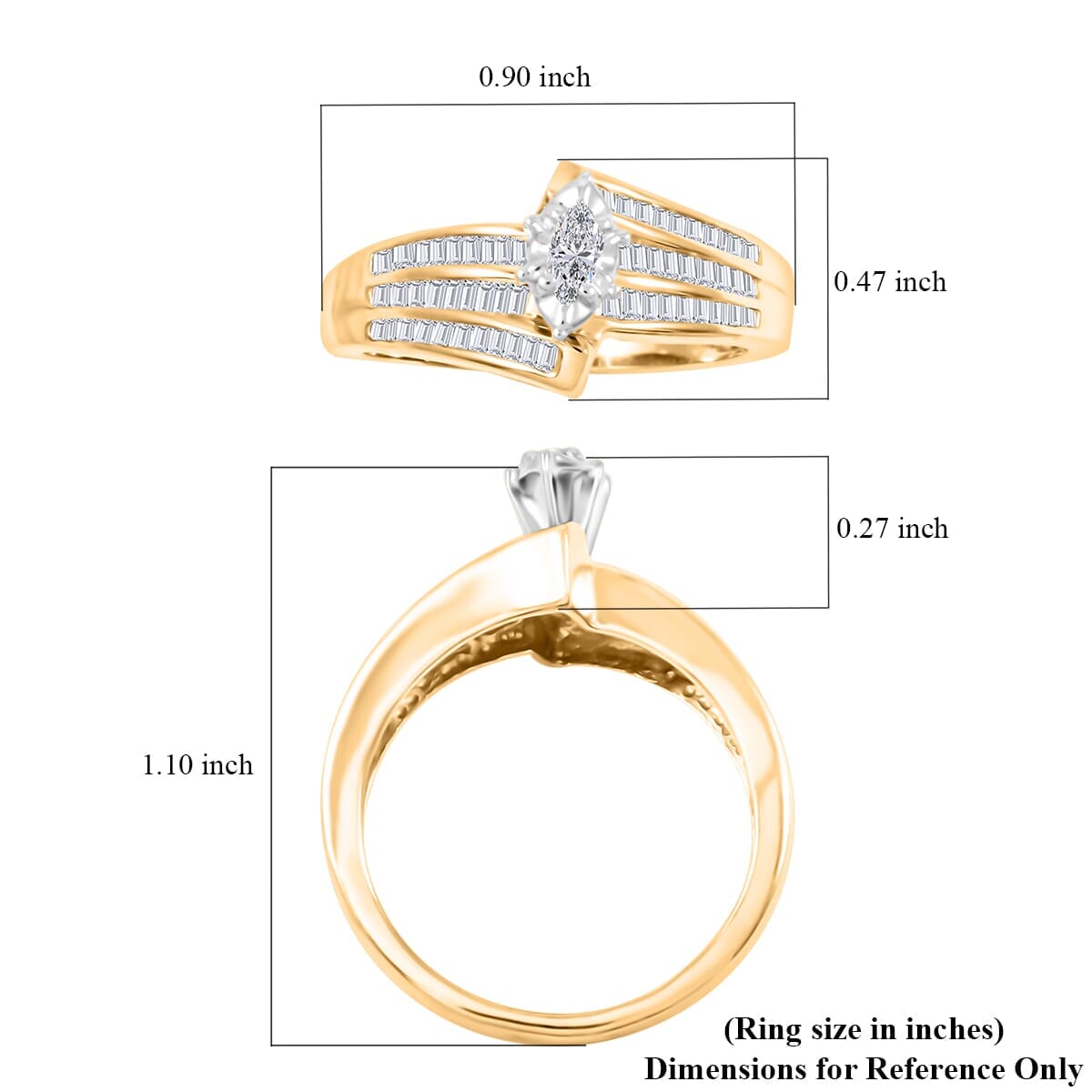 Diamond G-H I3 0.50 ctw Ring in 10K Yellow Gold (Size 7.0) image number 4