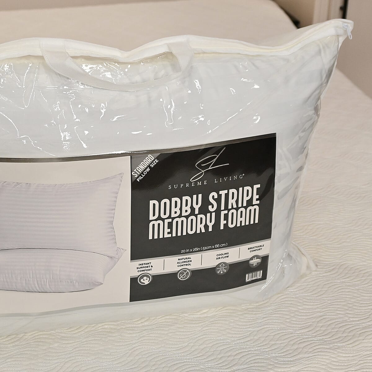 Supreme Living Dobby Striped Memory Foam Pillow -Standard image number 3