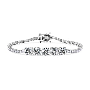 Moissanite 9.17 ctw Fancy Bracelet in Rhodium Over Sterling Silver (7.5 In) (8.22 g)