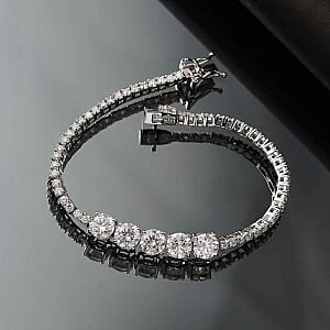 Moissanite 9.17 ctw Fancy Bracelet in Rhodium Over Sterling Silver (7.5 In) (8.22 g)